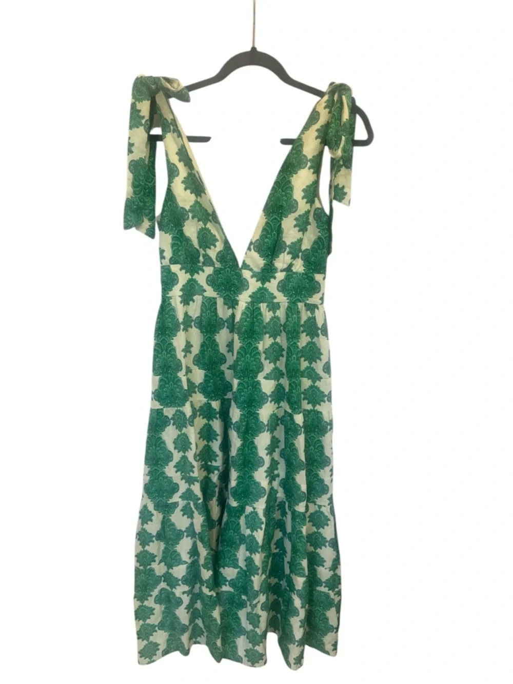 House of Harlow 1960 Green and Cream Floral Linen blend Midi Dress - Picture 2 of 7